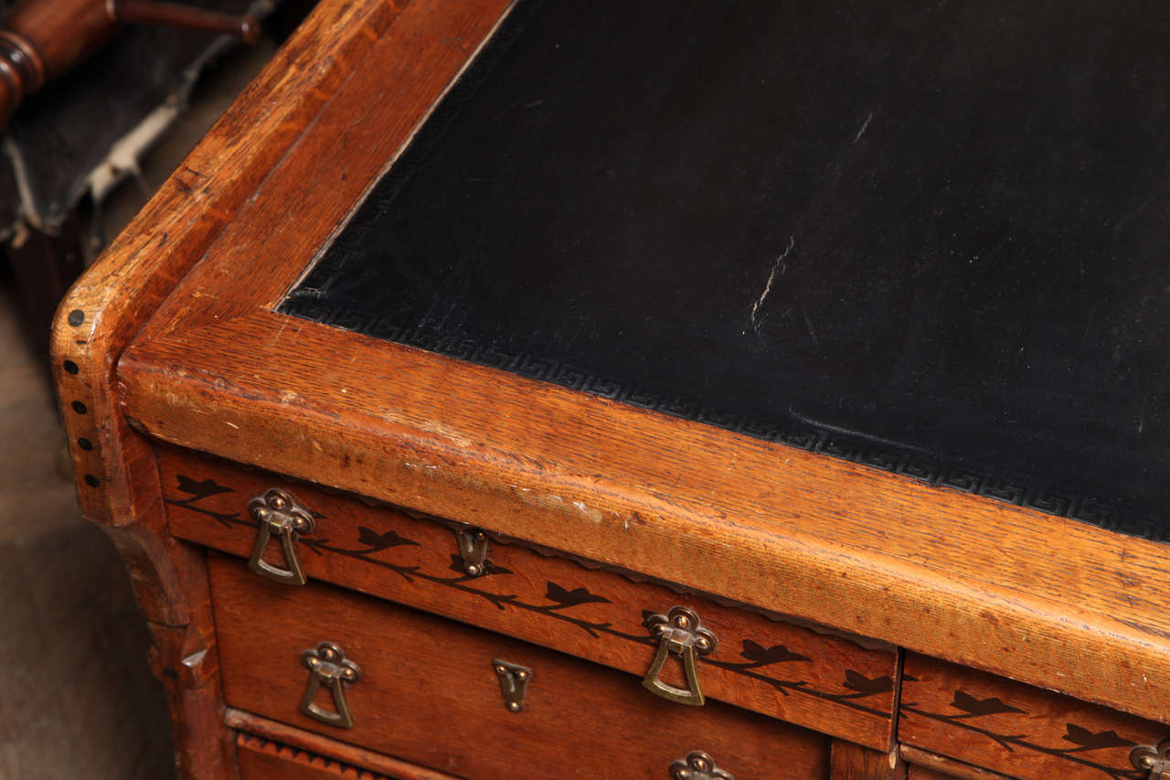 Partners Desk with Oak & Ebony Inlay 5