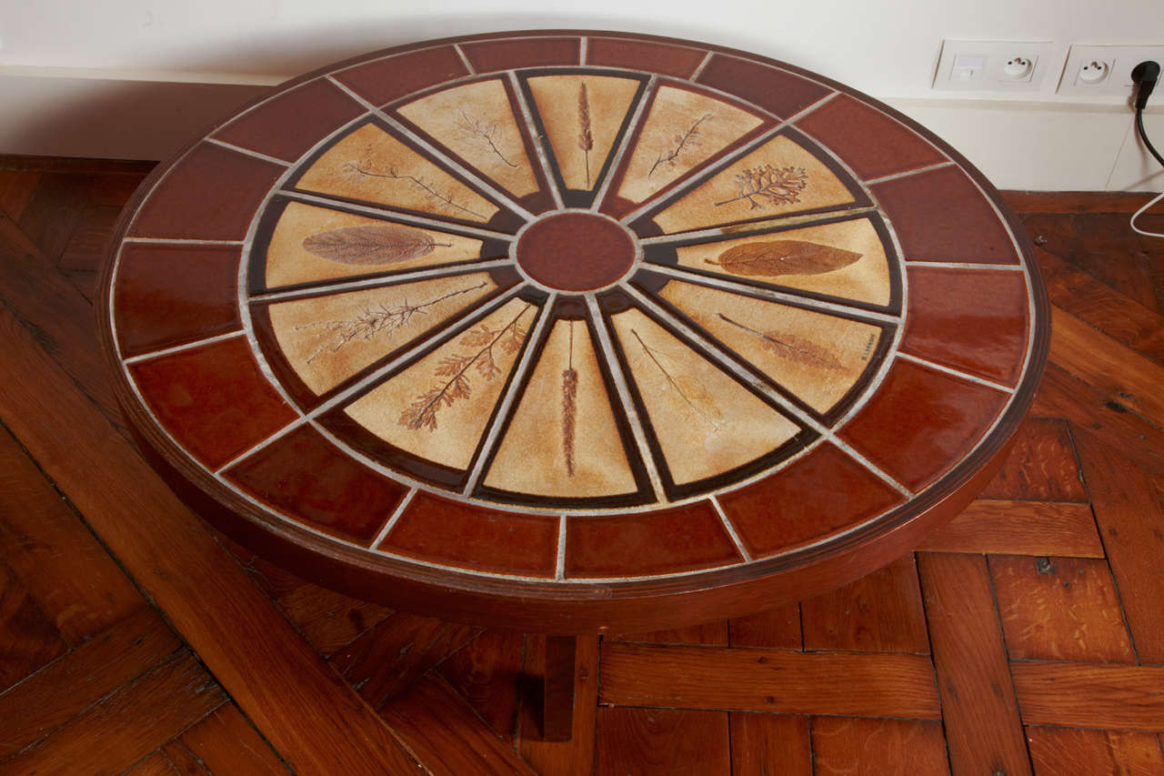 Mid-Century Modern Roger Capron 1970 Tile Coffee Table Garrigue Collection Vallauris For Sale