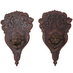 Antique 19th Century Neoclassical Bronze Peepholes With Lion Heads