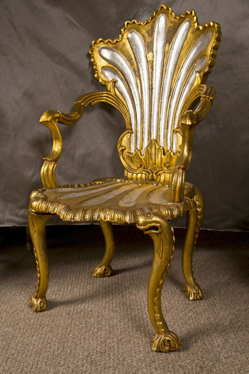 Spectacular French Rococo Style Armchairs & Stool by Jansen 1