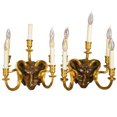 Pair of Empire Style Patinated Bronze Wall Sconces