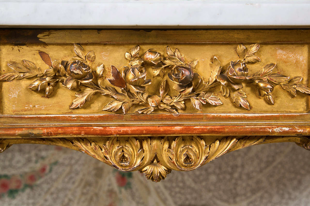 French Louis XVI Style Gilded Console Table by Jansen 1