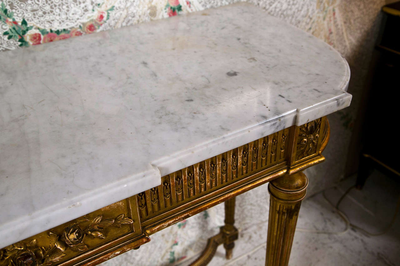 French Louis XVI Style Gilded Console Table by Jansen 4