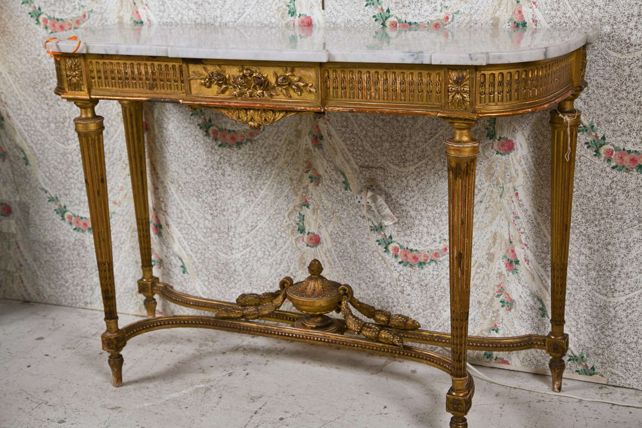 French Louis XVI Style Gilded Console Table by Jansen 6