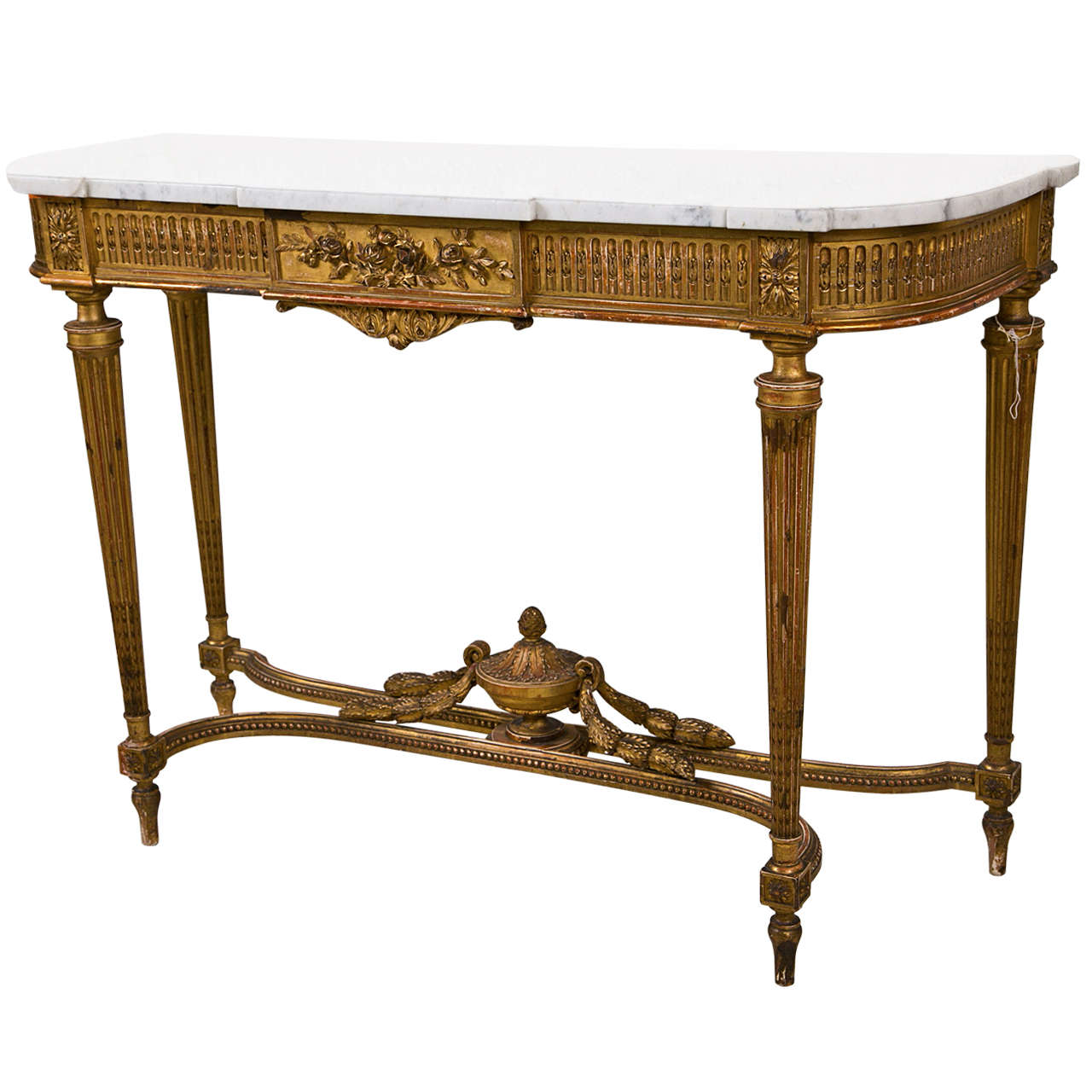 French Louis XVI Style Gilded Console Table by Jansen