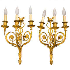 A Pair of Dore Bronze Sconce by Henri Picard,