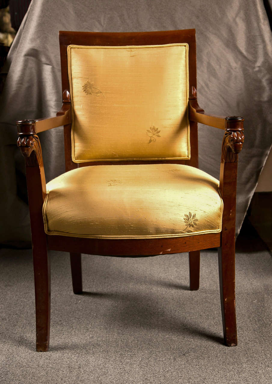 Russian Neoclassical Fauteuil Armchair in Silk Fabric 5