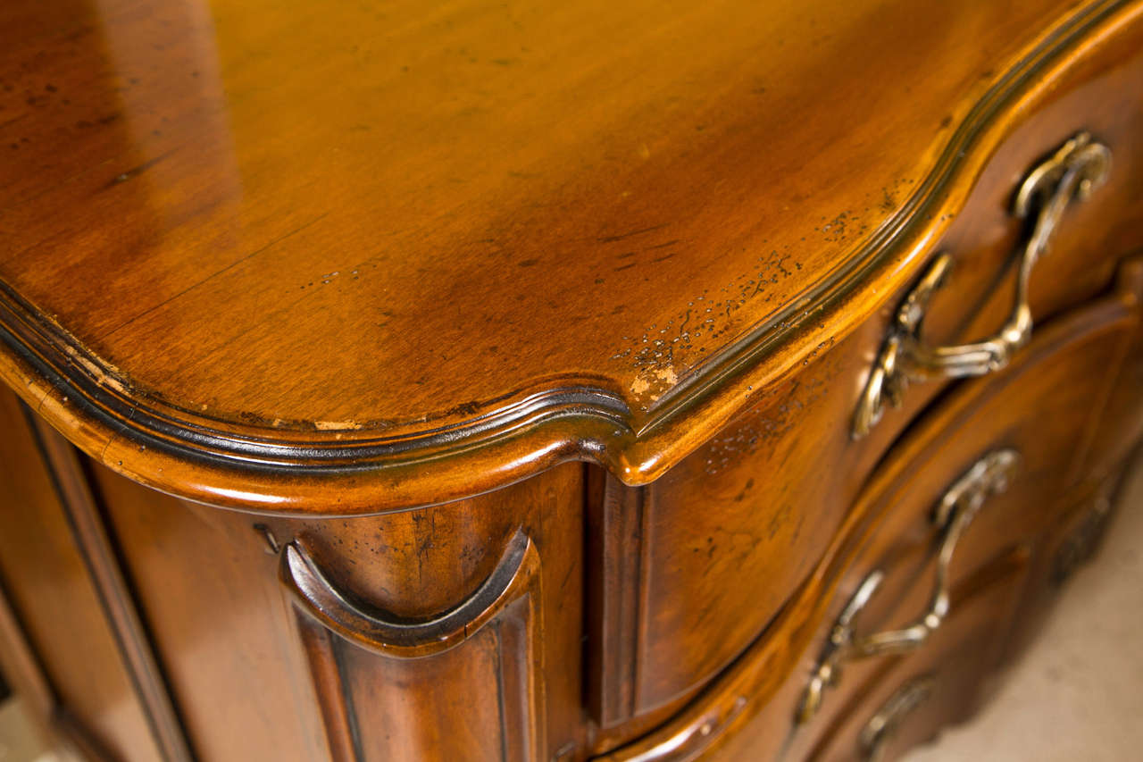 Fine Louis XV Style Commode Chest of Drawers by Ralph Lauren. This large three drawer chest commode with bronze pulls is signed Ralph Lauren. The over all commode is made of paneled woods and is designed in a country french manner.