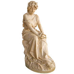 A Italian Carrara Alabaster  Figure by Emillo Fiaschi