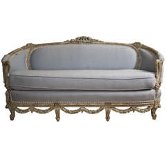 Swedish Style Carved Paint Decorated Sofa / Couch