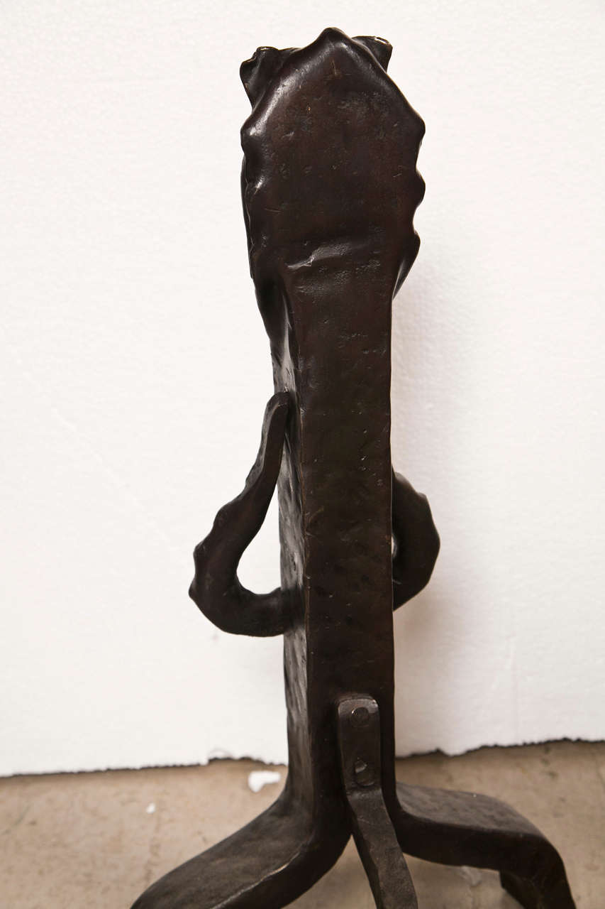 Vintage Set of Figural Cast Iron Fireplace Andirons at 1stDibs