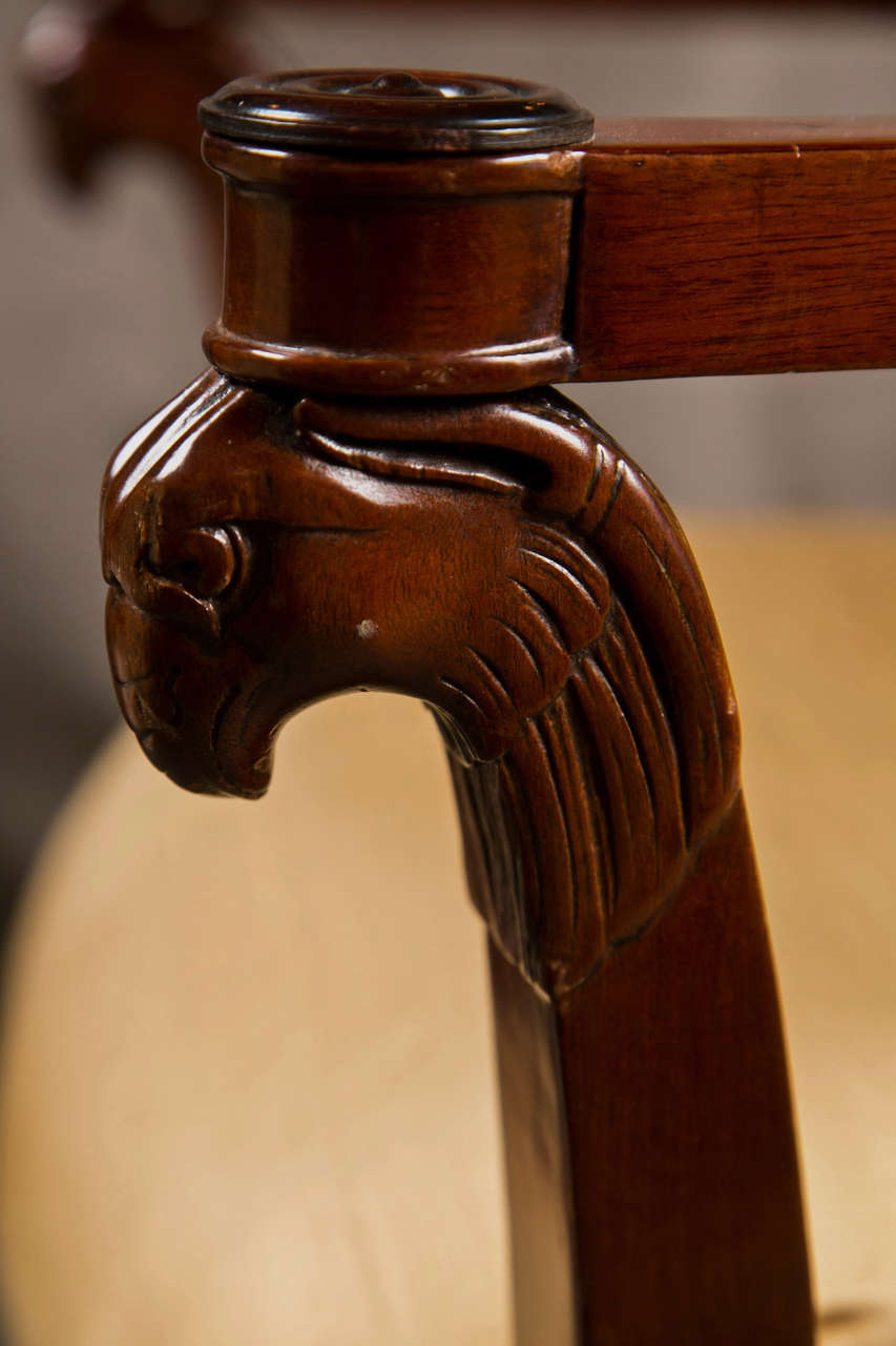 Russian Neoclassical Fauteuil Armchair in Silk Fabric at 1stDibs