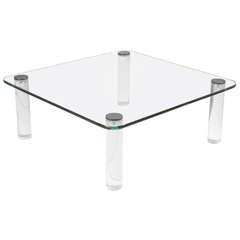 Dramatic Vintage Glass, Lucite and Bronze Coffee Table by Pace 11