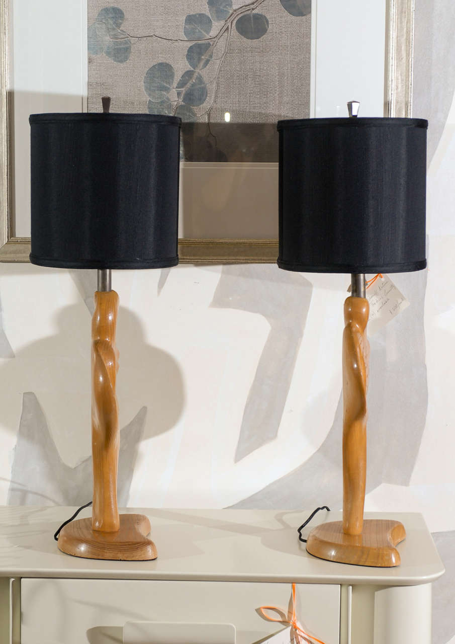 Americano Fantastica coppia scultorea di lampade Heifetz in vendita
