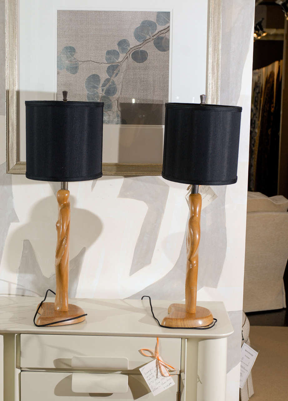 Milieu du XXe siècle Fantastique paire de lampes sculpturales Heifetz en vente