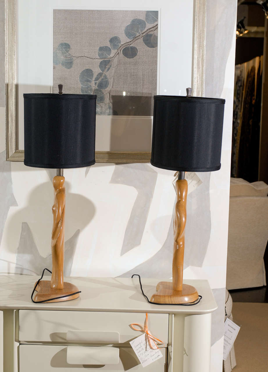 Metà XX secolo Fantastica coppia scultorea di lampade Heifetz in vendita