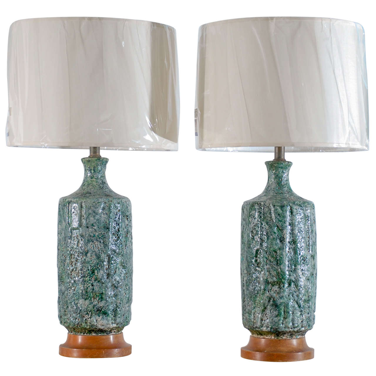 Monumental Pair of Vintage Ceramic Lamps