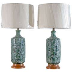 Monumental Pair of Vintage Ceramic Lamps