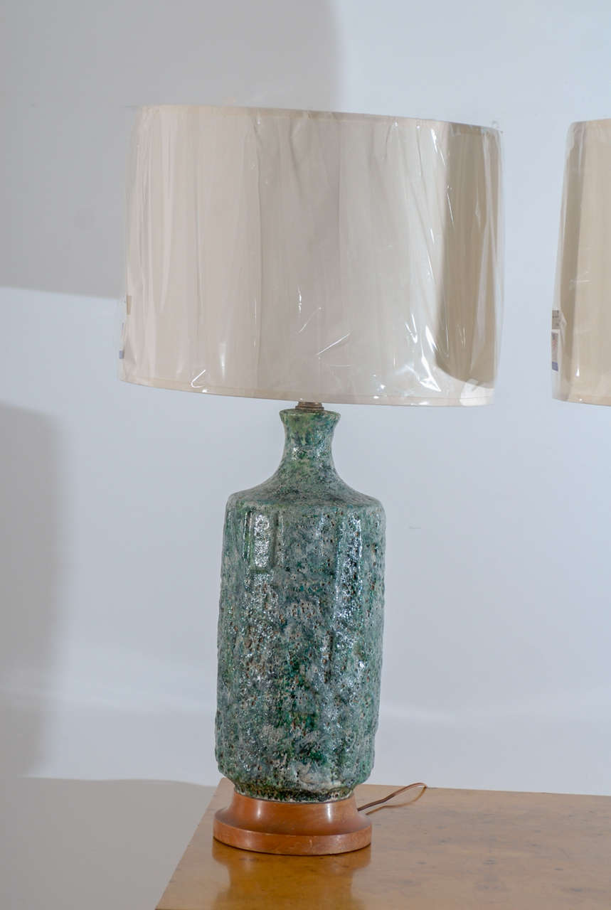 Mid-Century Modern Monumental Pair of Vintage Ceramic Lamps