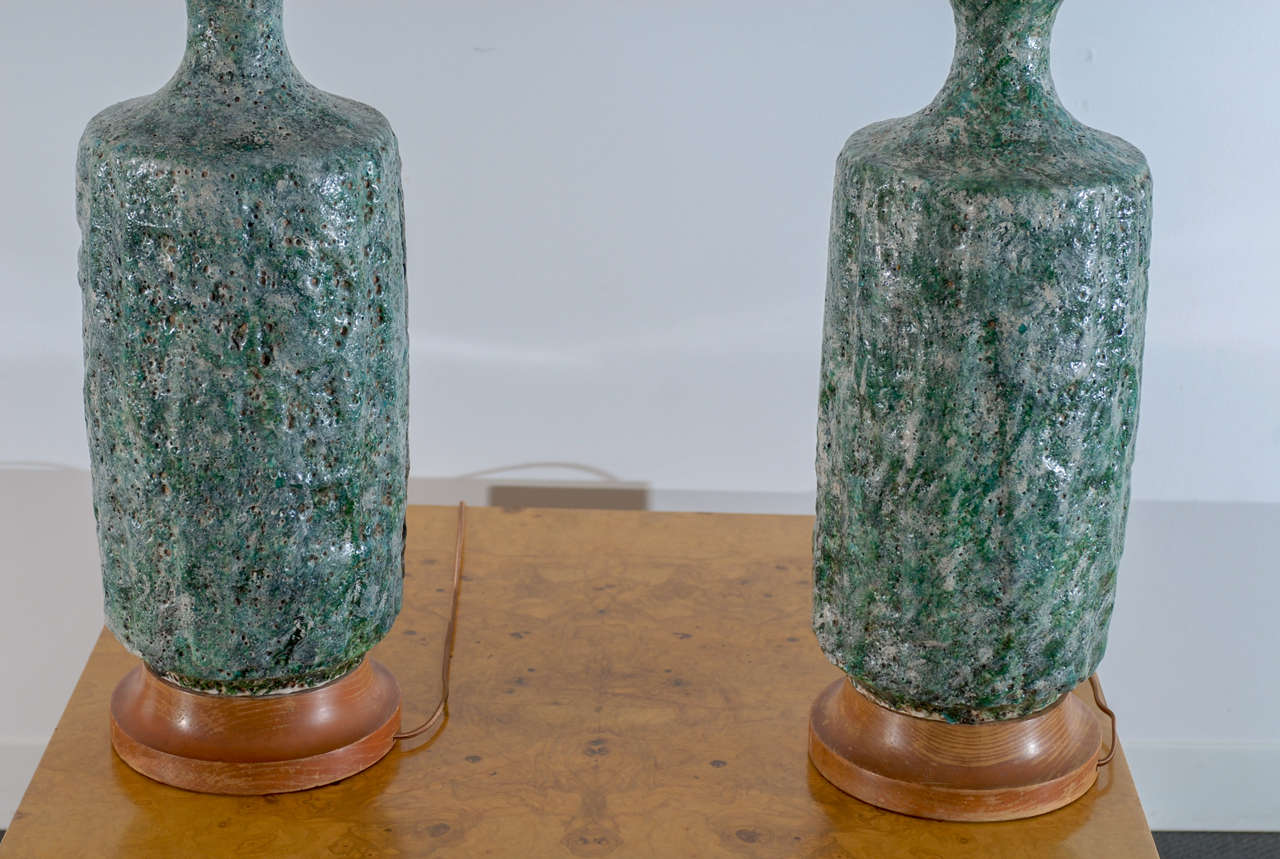 Mid-20th Century Monumental Pair of Vintage Ceramic Lamps