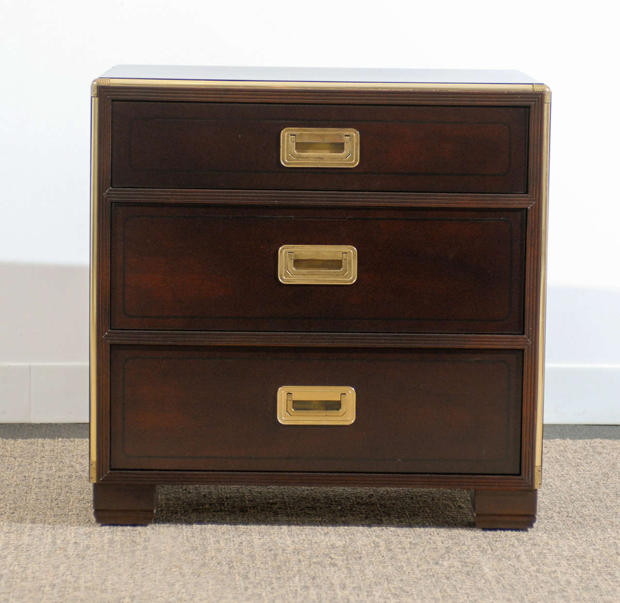 Pair of Baker Campaign Chests in Espresso Lacquer 3