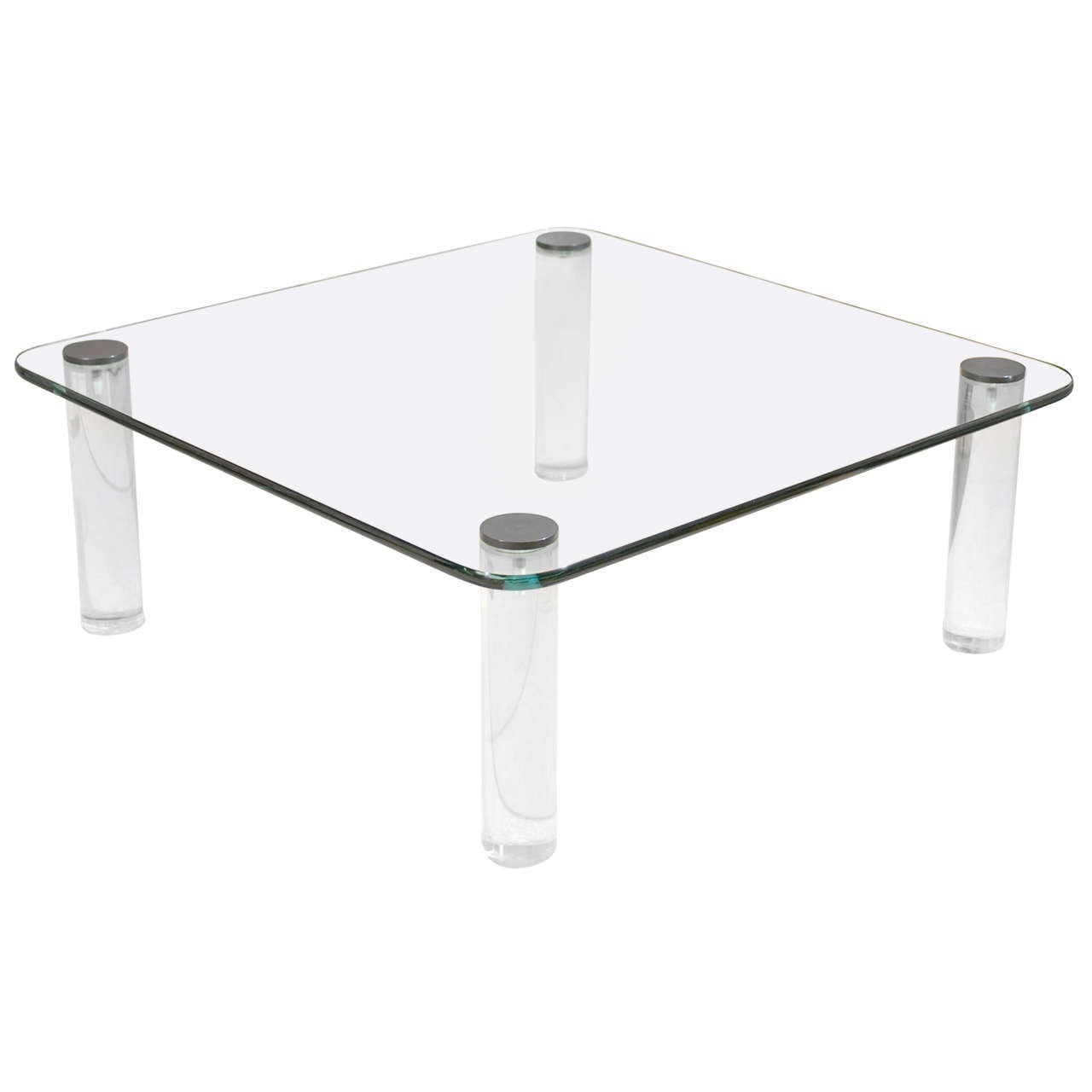 Dramatic Vintage Glass, Lucite and Bronze Coffee Table by Pace at