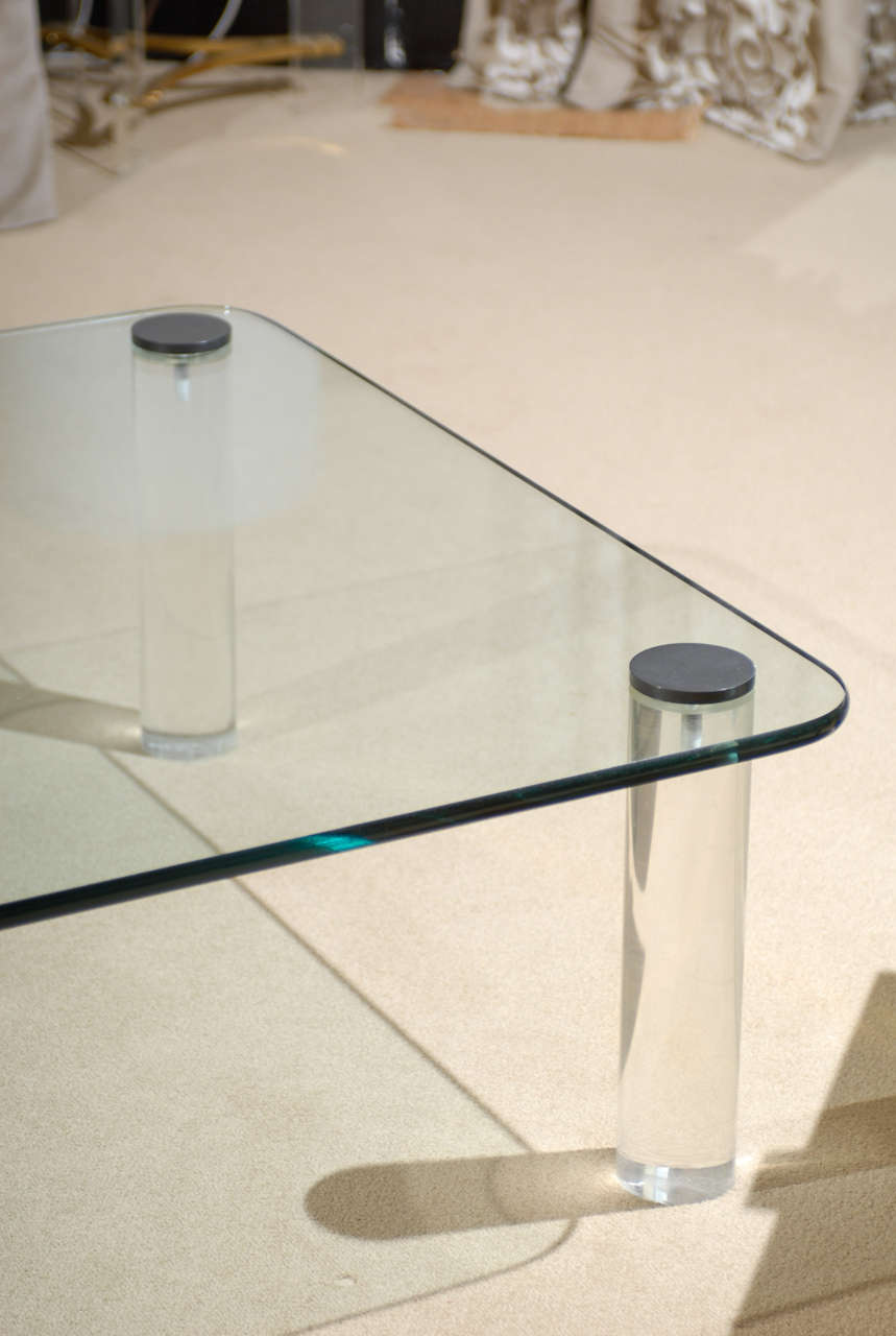 Dramatic Vintage Glass, Lucite and Bronze Coffee Table by Pace at