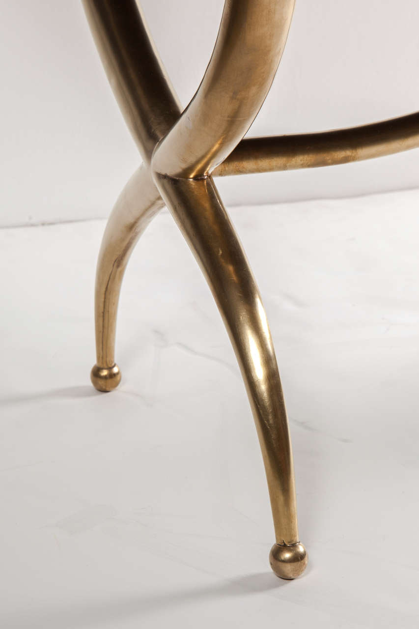 Bench, Brass, Italy, C 1950, Silk Upholstery For Sale at 1stdibs