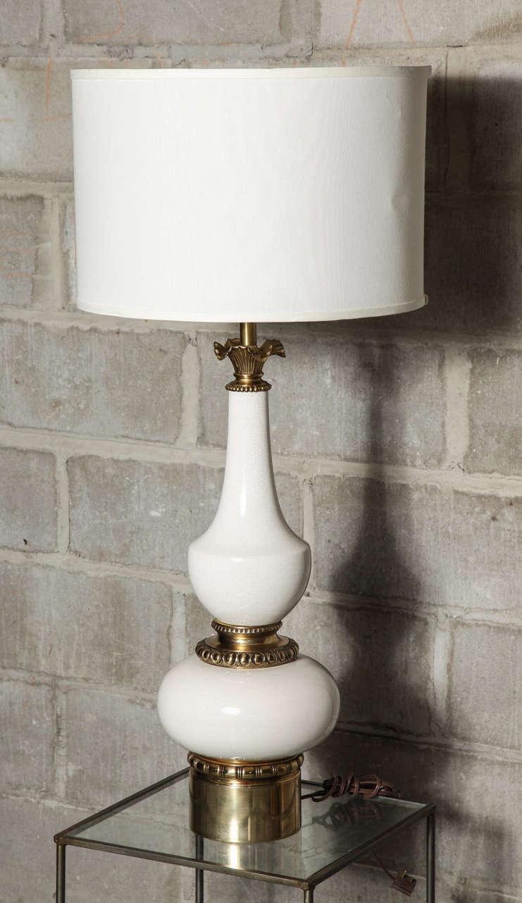Handsome oversized ceramic and polished brass.  Stiffel's classic styling Total height is 40