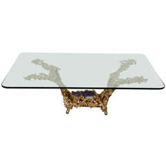 Rare Gilt Bronze Coffee Table by C. Boels with Amethyst