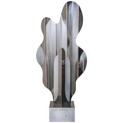 Important Steel Table Lamp or Sculpture by Philippe Jean, France