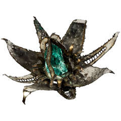 Steel and Glass Flower Lamp by Frédéric Liger