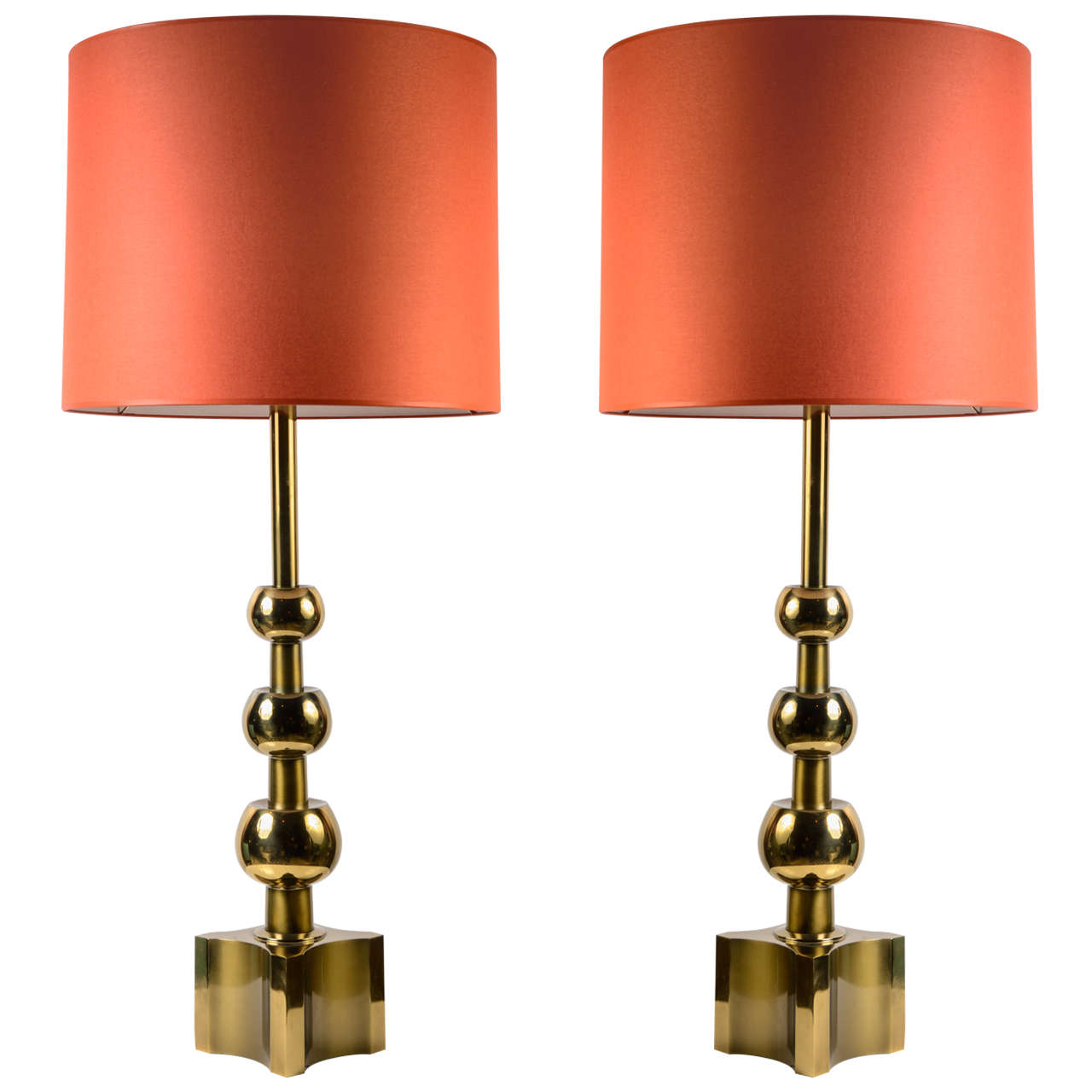 Pair of Monumental Stiffel Brass Lamps at 1stDibs