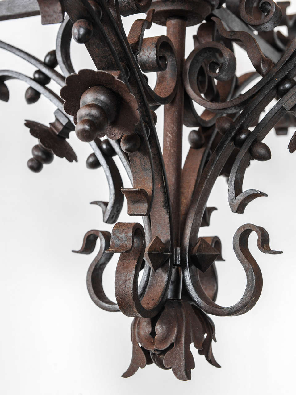 French Early 20th Century Steampunk Wrought Iron Church Chandelier For Sale