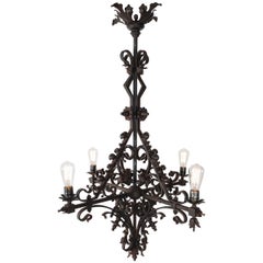 Early 20th Century Steampunk Wrought Iron Church Chandelier