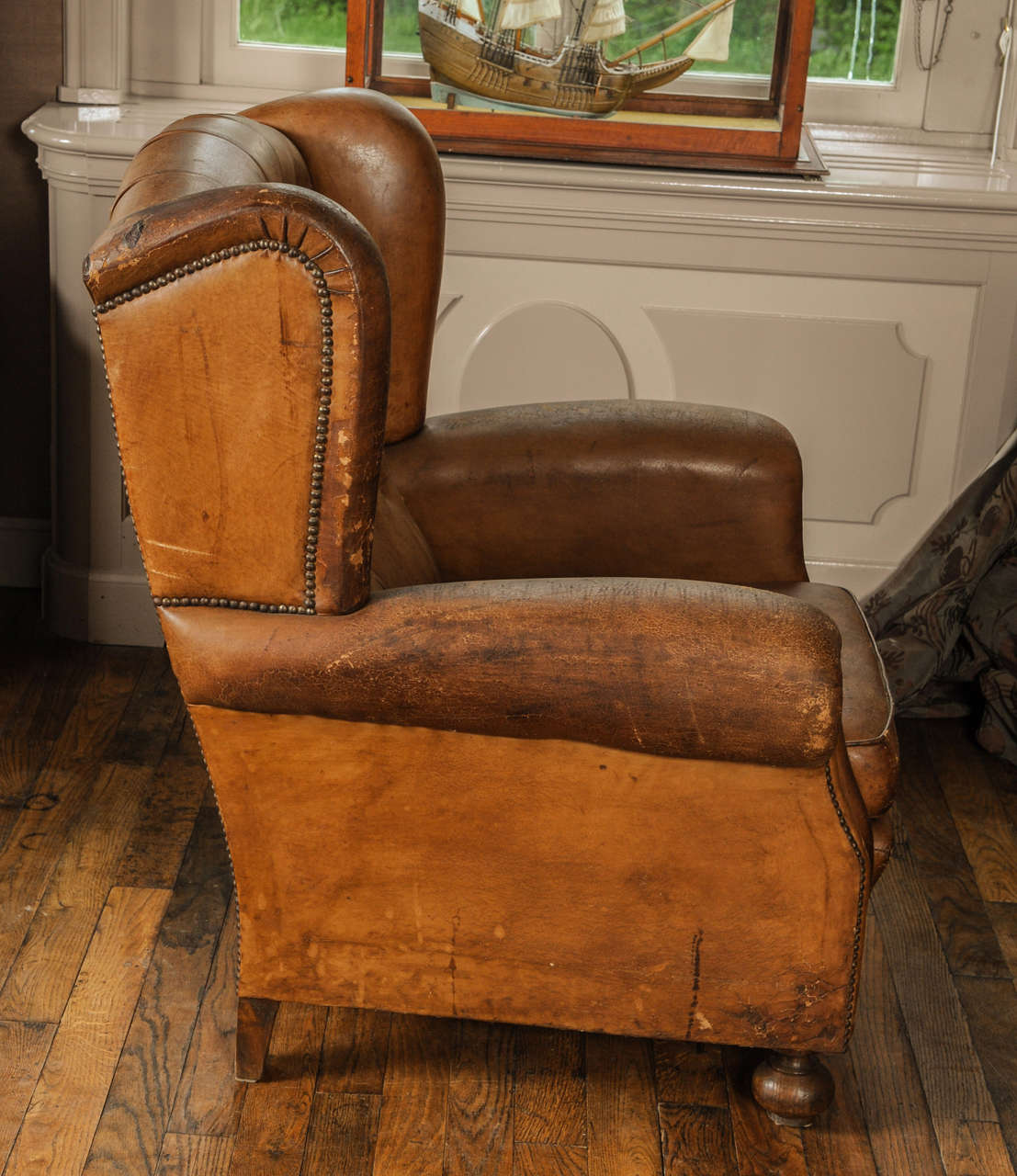 Pair of Antique Vintage Leather Club Chairs at 1stDibs