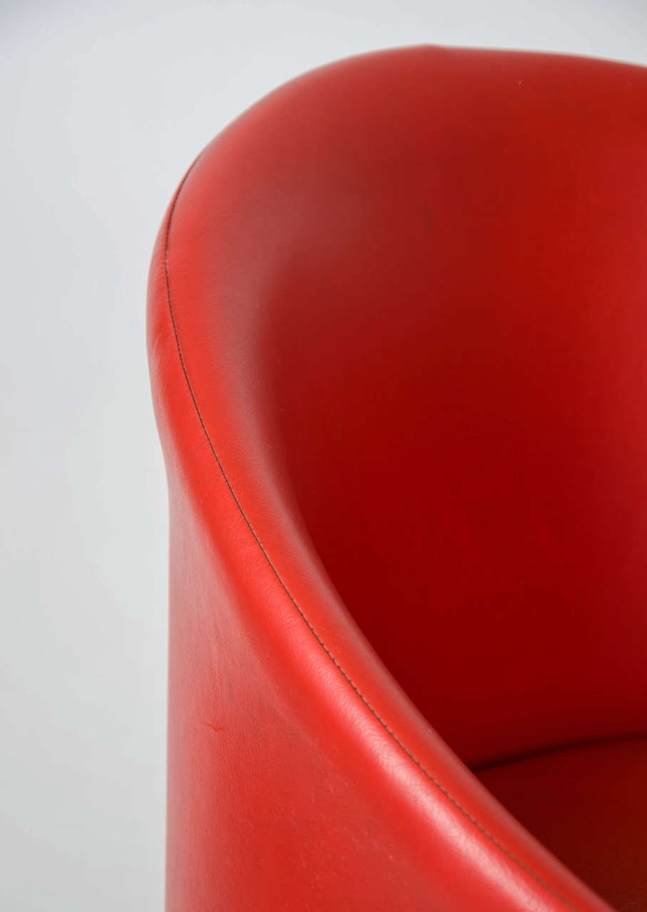 British Red Leatherette Chair For Sale