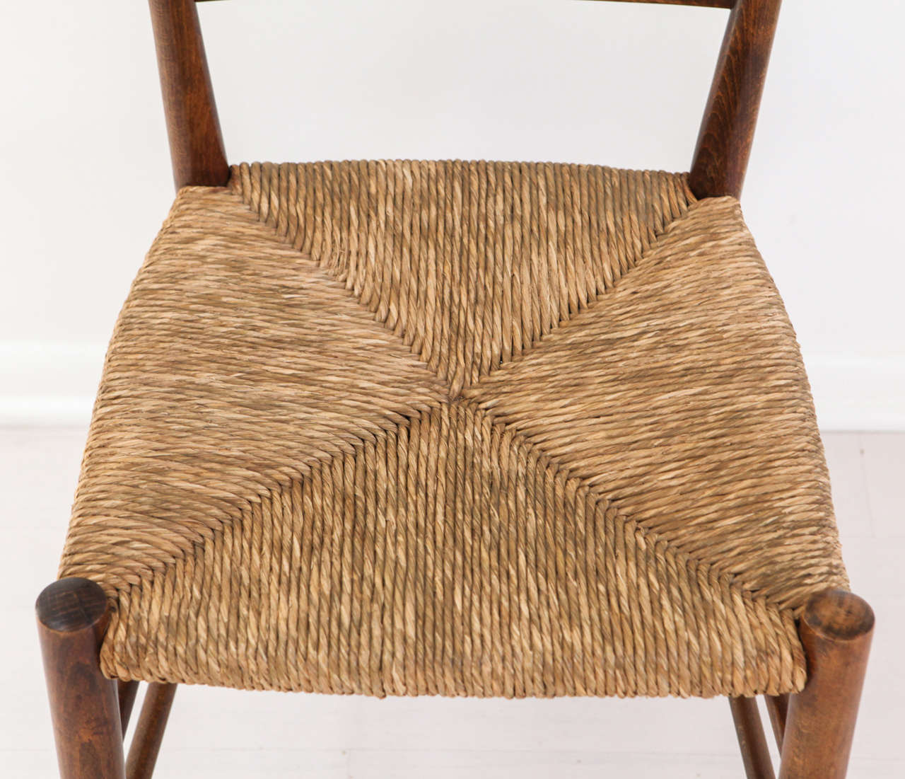 Set of Four Vintage Italian Dining Chairs with Rush Seats at 1stDibs