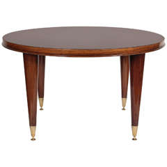 Fine inlaid palisander coffee table with bronze sabots - Leleu