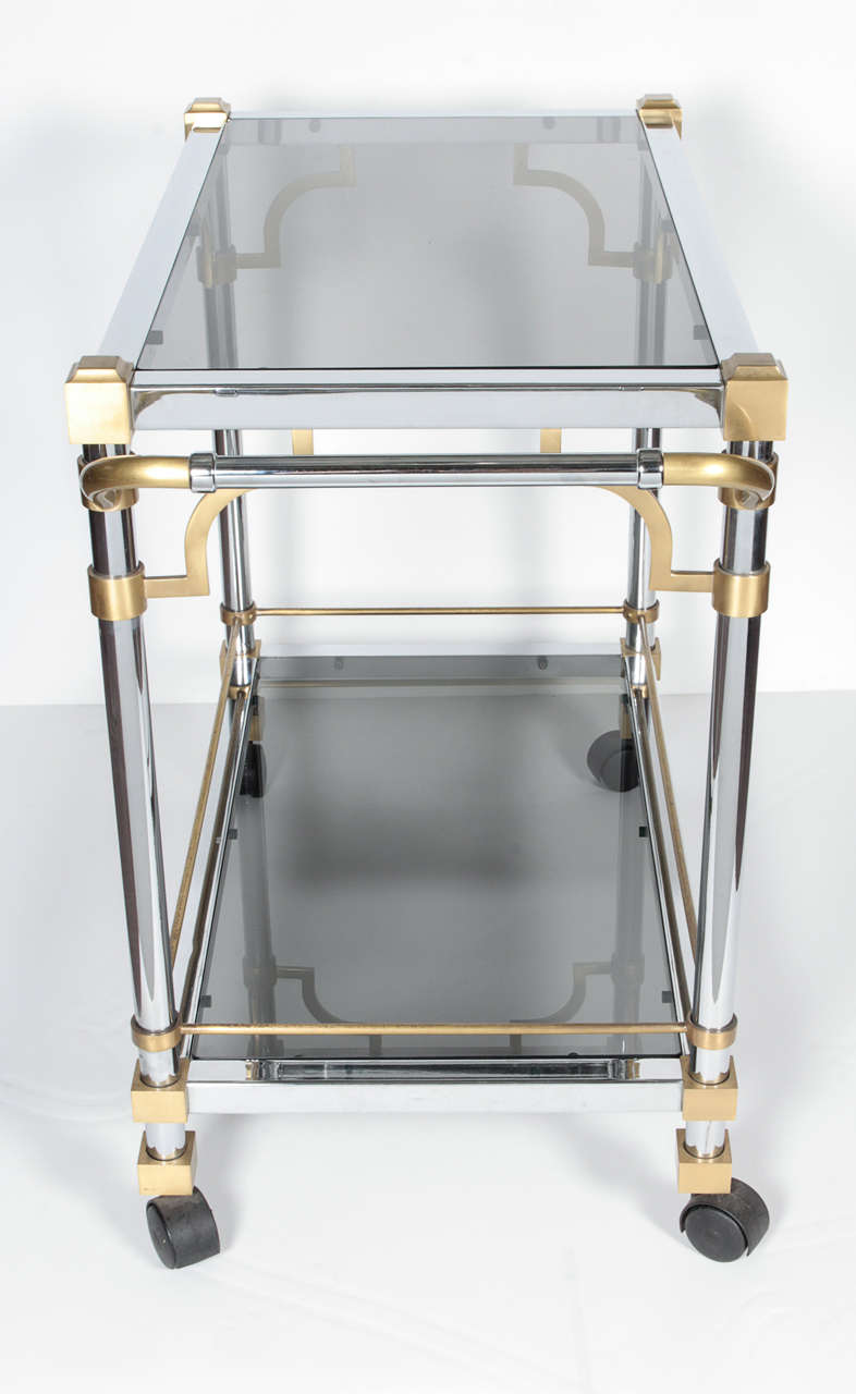 Mid-Century Modern Industrial two tone rolling bar cart- attrib to Maison Jansen