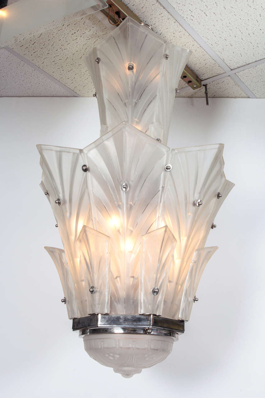 Palatial French Art Deco two tiered Sabino lantern- chandelier