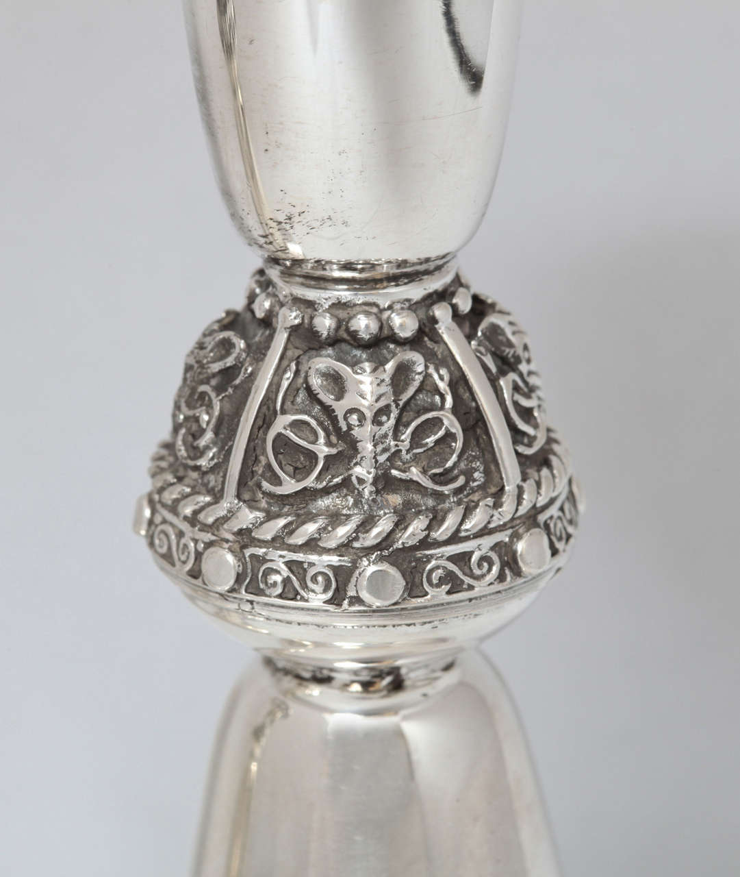 Late 20th Century Pair of Irish Sterling Silver Candlesticks