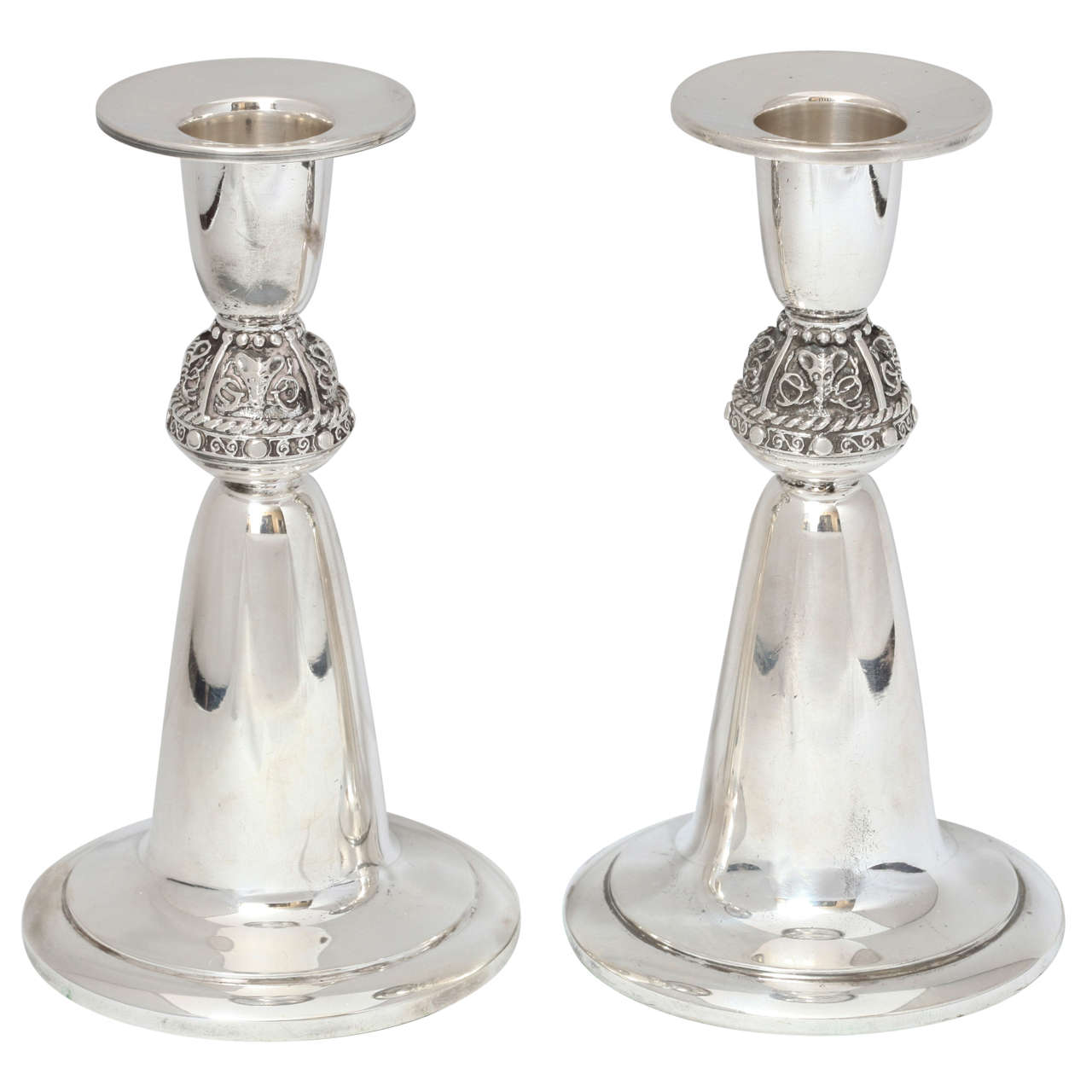 Pair of Irish Sterling Silver Candlesticks