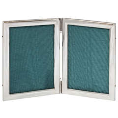 Art Deco Sterling Silver Hinged Double Picture Frame