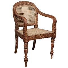 Bone Inlaid Armchair from India
