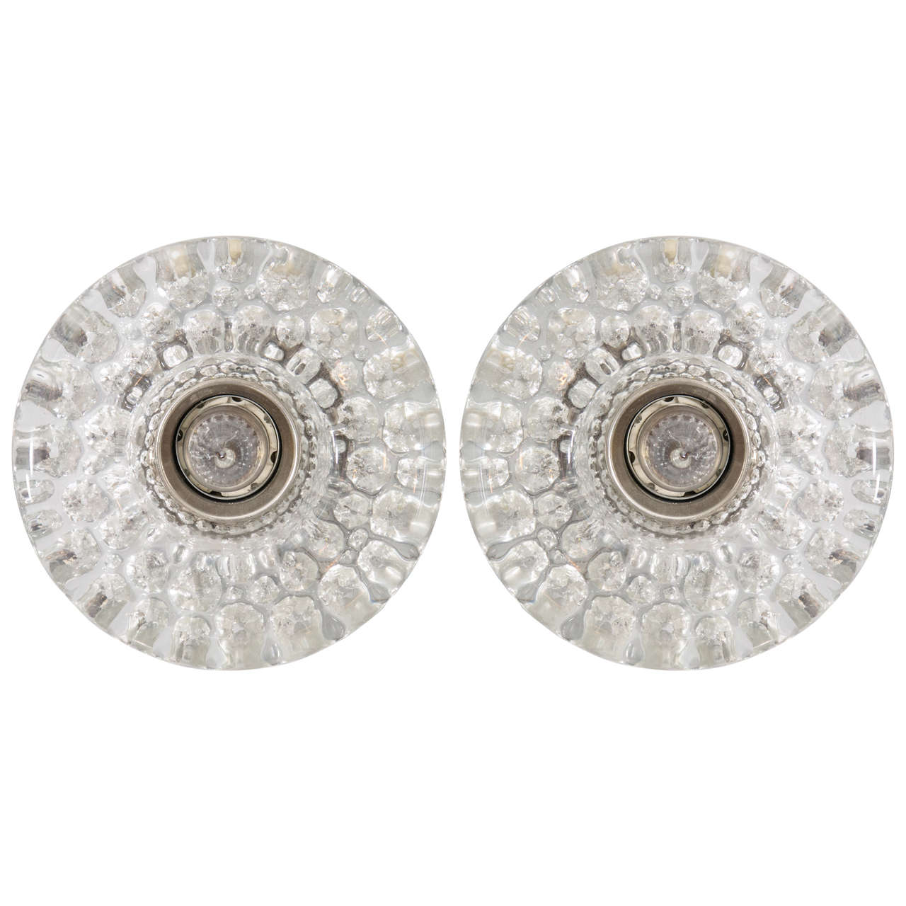 Pair of Round Glass Barovier & Toso Sconces
