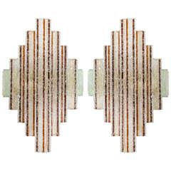 Pair of Amber and Clear Sconces in the style of Poliarte 12