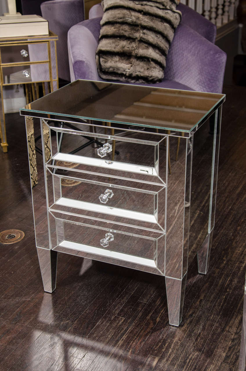 Custom Mirrored End Table For Sale at 1stdibs
