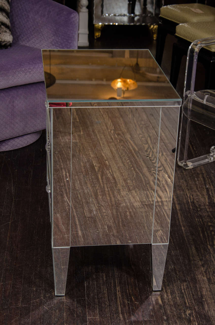 Custom Mirrored End Table For Sale at 1stdibs