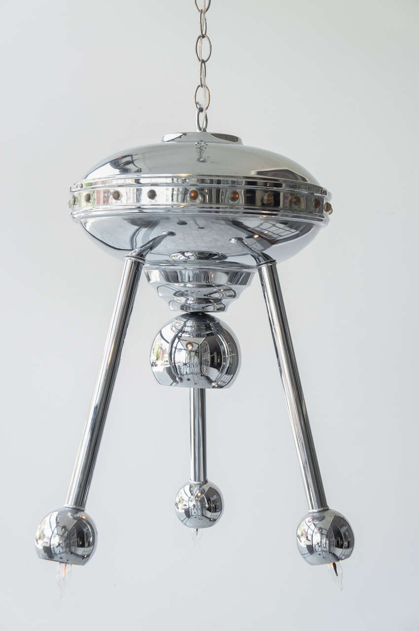 UFO Chrome Hanging Light In Excellent Condition In Hudson, NY